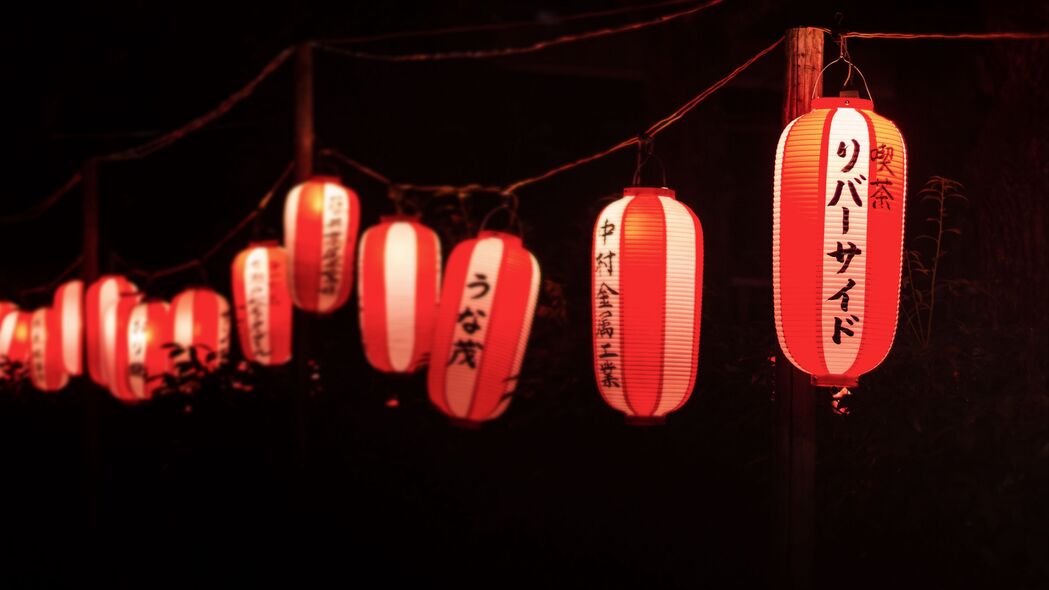 灯笼象形，深色发光，中国风韵！4K高清壁纸，3840x2160分辨率，一键下载，点亮你的桌面背景！