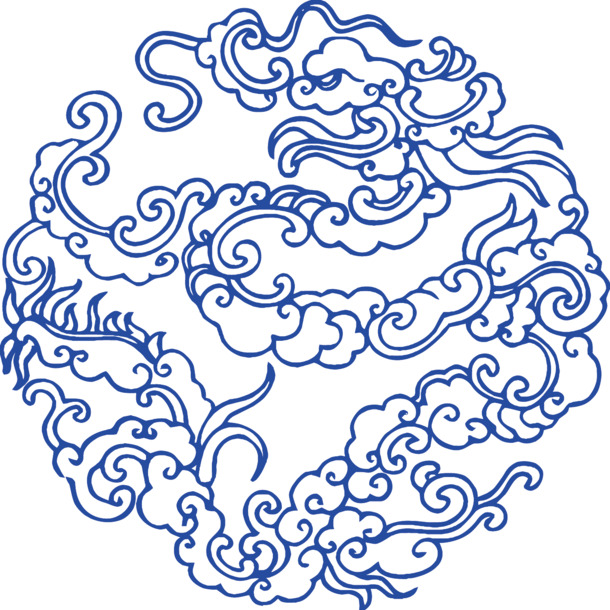 矢量青花祥云纹PNG透明图片，高清装饰元素，花纹设计素材下载