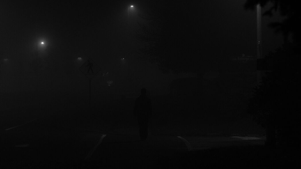 4K高清壁纸，夜幕下的灯光剪影，黑白艺术，3840x2160分辨率精美下载