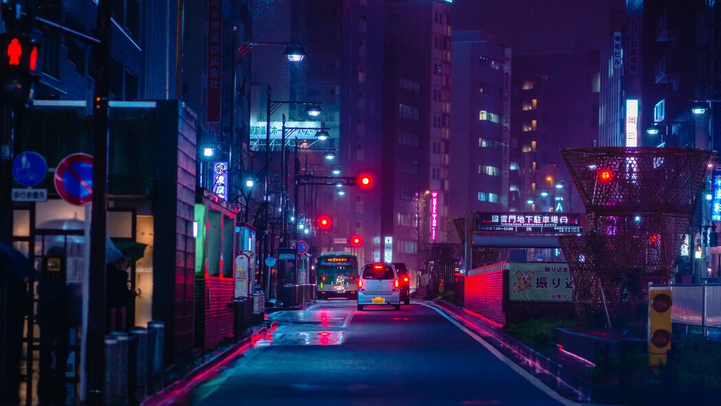 街道夜景，璀璨霓虹下的4K高清壁纸，3840x2160分辨率畅享视觉盛宴