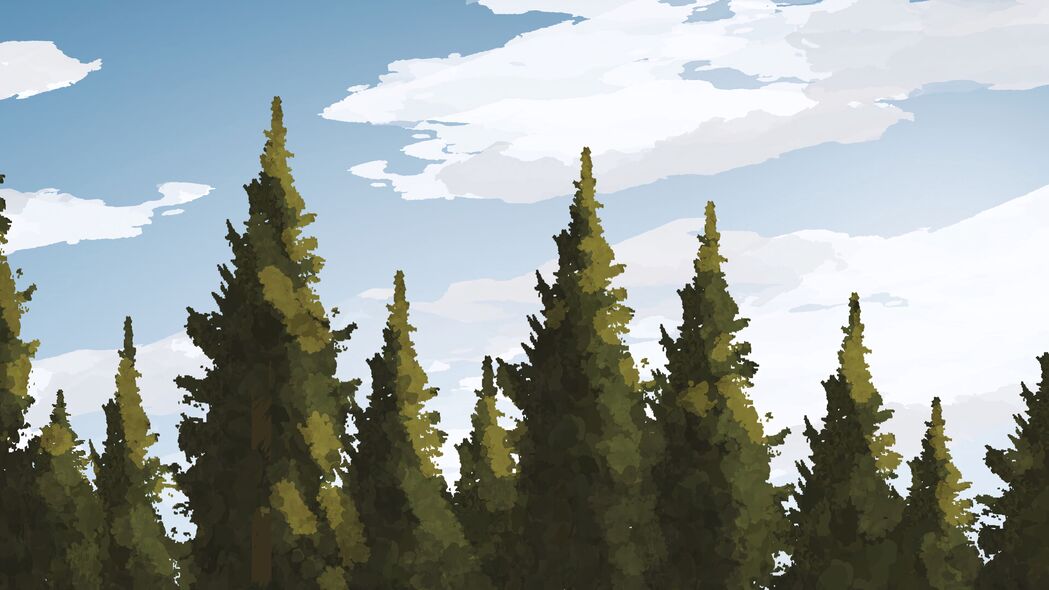 云杉森林与湖泊美景，艺术级4K超高清壁纸（3840x2160）免费下载