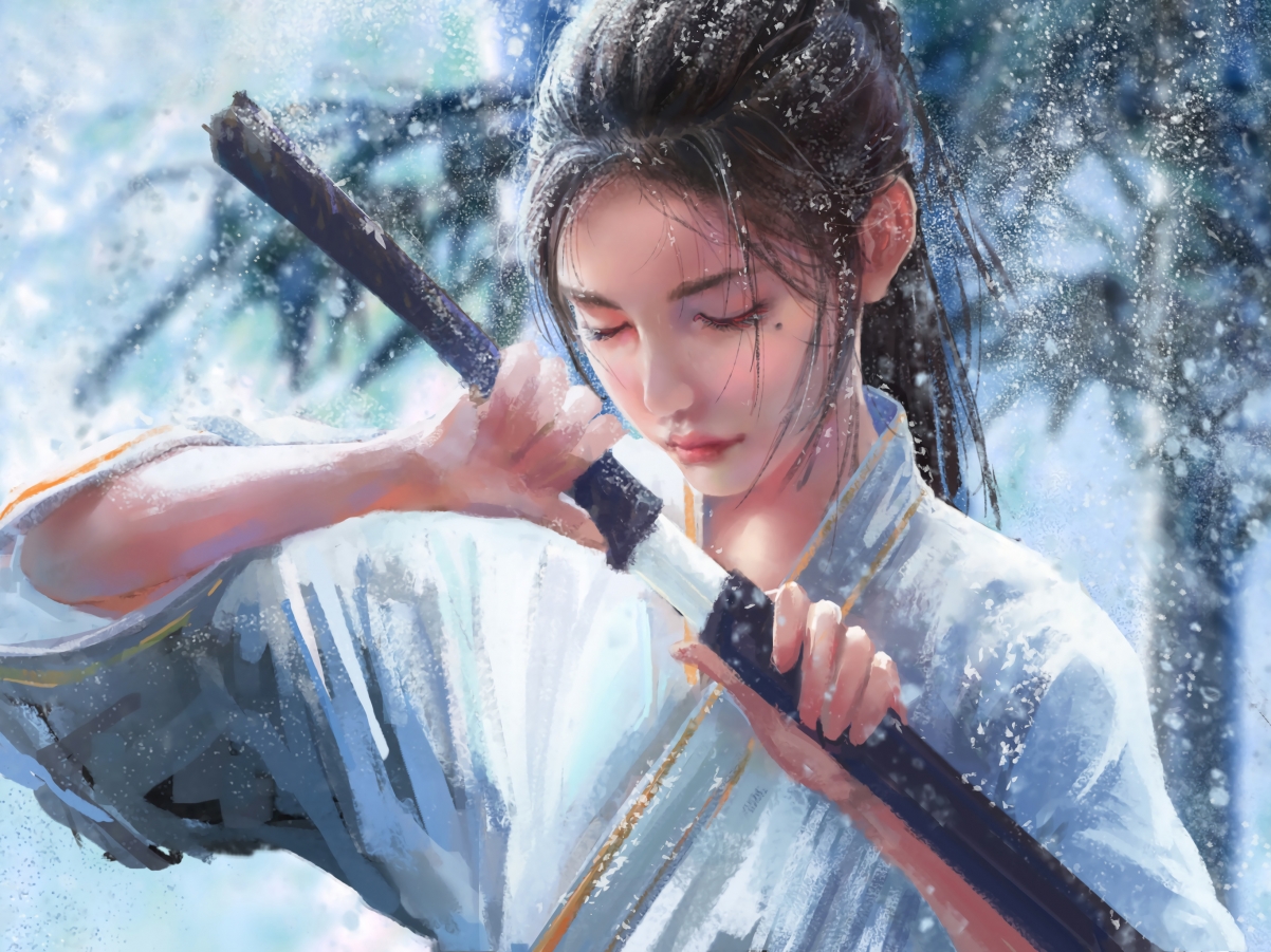 女侠侠客风采，动漫美女平板壁纸，高清2732x2048大图，一键下载