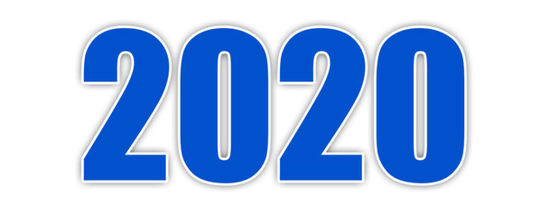 蓝色2020年字体PNG高清透明，元旦春节元宵节日素材，免费下载