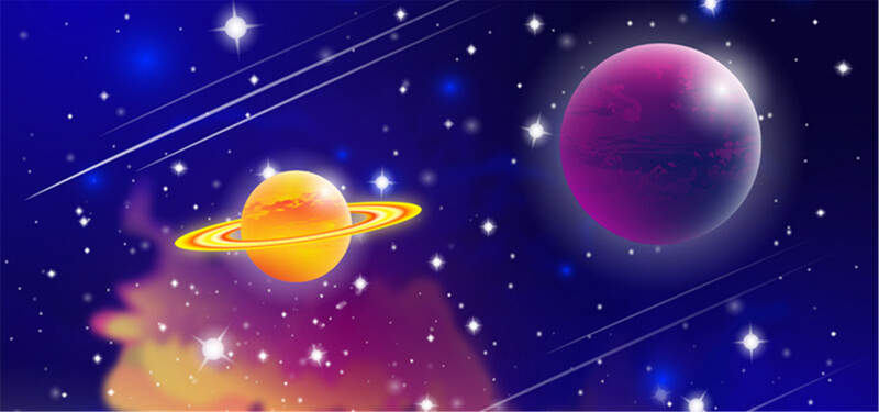 卡通太空星球背景，高清JPG素材，手绘风格设计图库免费下载