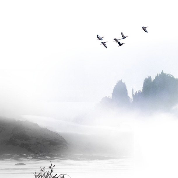 中国风山水画PNG透明图片，高清PSD设计素材，一键下载装饰元素