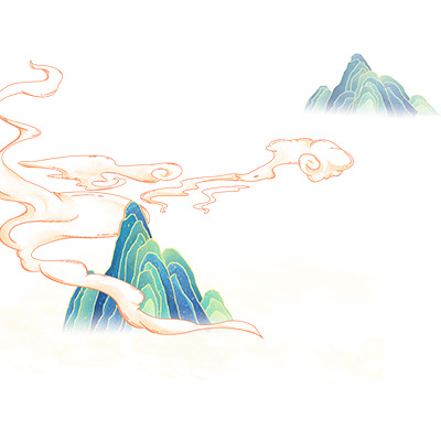 国朝手绘小山峰PNG，高清透明卡通手绘元素，创意图片设计素材下载