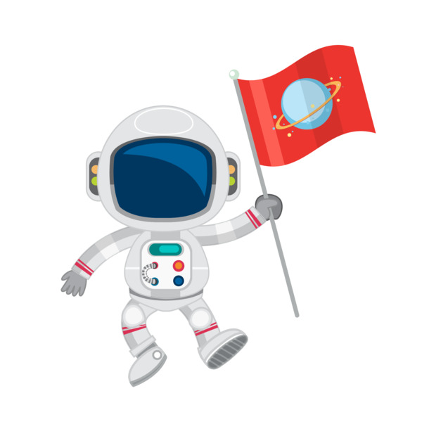 卡通宇航员旗帜PNG透明图，手绘外太空元素，AI格式高清下载