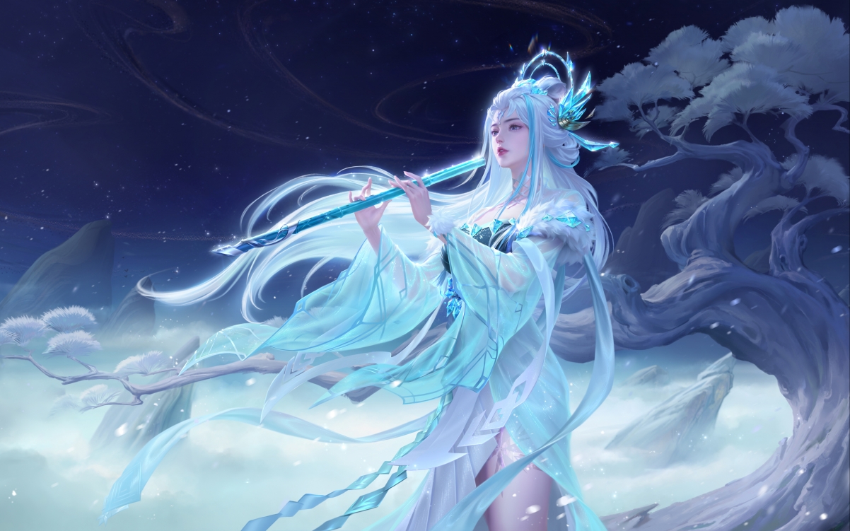 王者荣耀，露娜世冠皮肤-霜月吟，4K高清海报壁纸，3840x2400分辨率，绝美画质等你来下载！