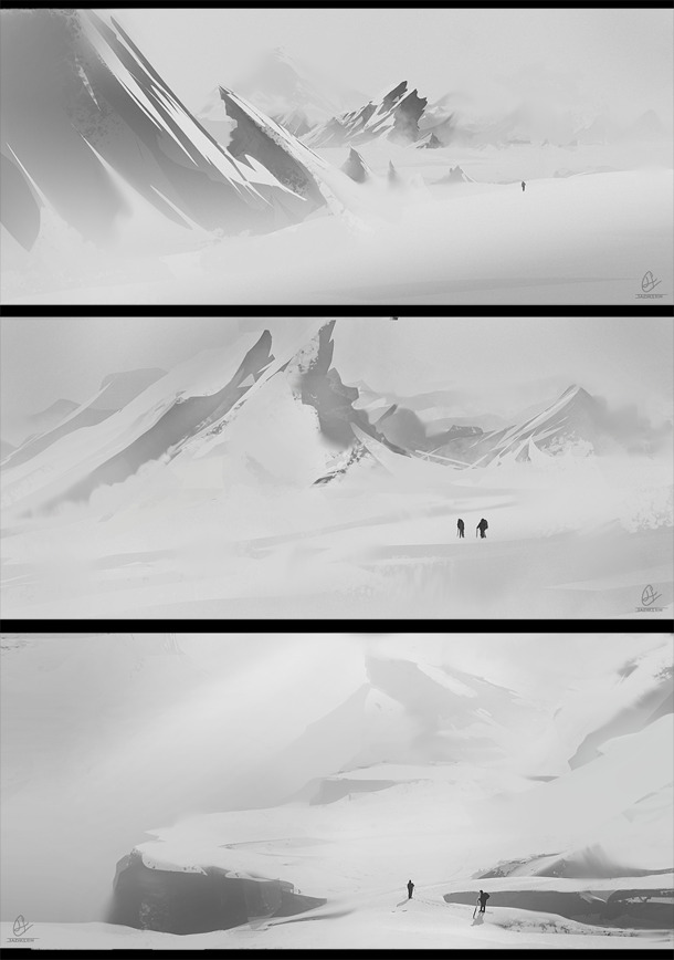 手绘雪景小说插画PNG透明背景，高清H5背景图片素材下载