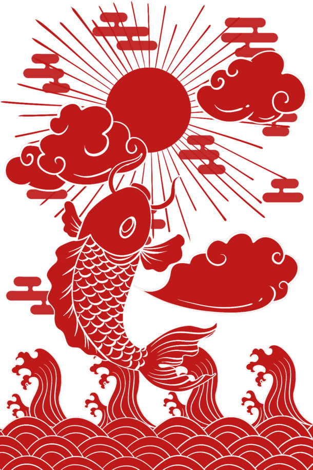 国潮中国风手绘底纹PNG透明图片，卡通元素PSD设计素材下载