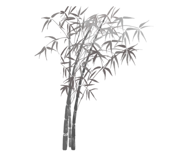 水墨竹韵，高清PNG透明竹子装饰元素，笔触墨迹设计素材下载