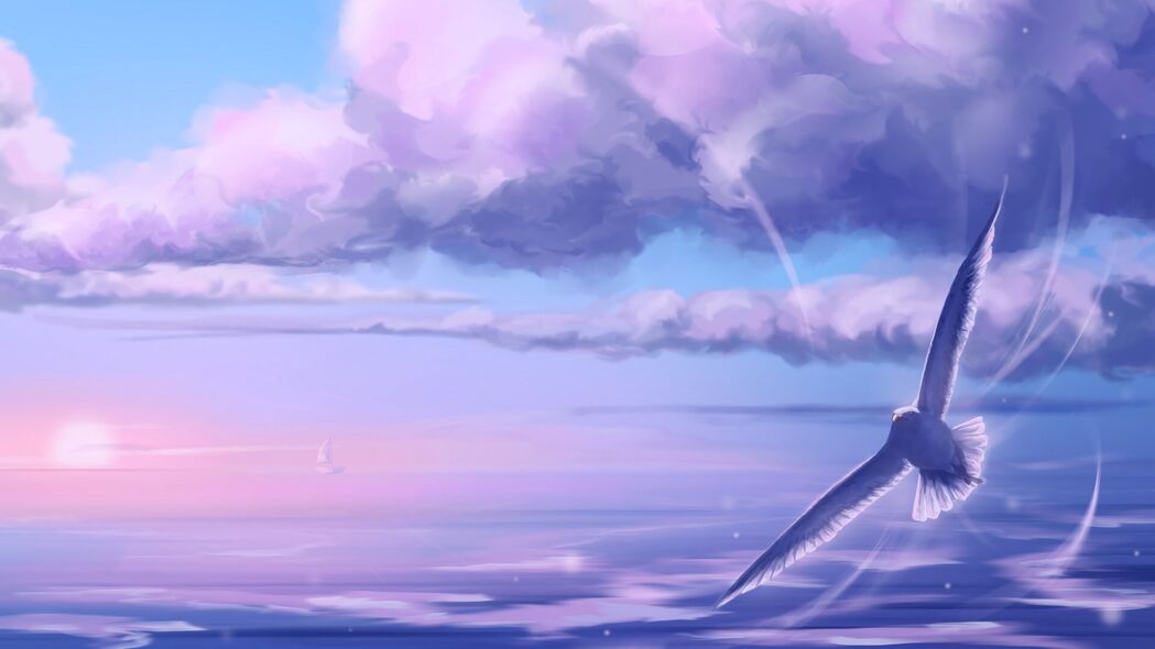 海鸥飞翔之美，超高清4K艺术壁纸，3840x2160分辨率，免费下载
