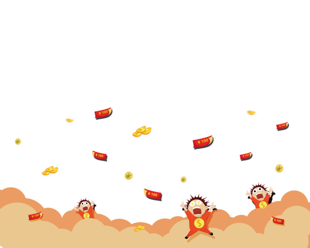 疯狂抢钱币PNG素材，高清透明免抠元素，创意设计必备下载