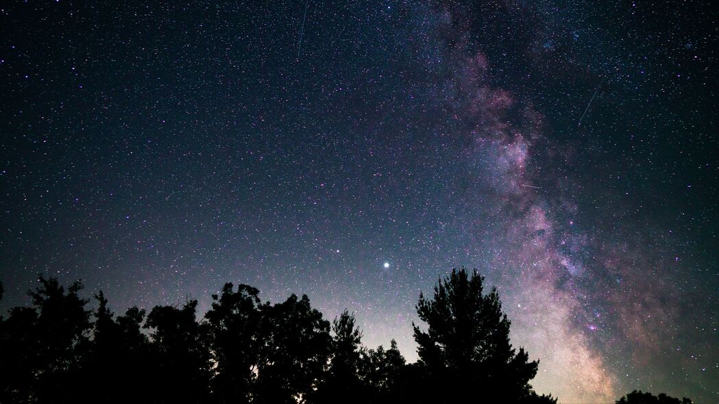 树木星云星空，绝美4K壁纸，高清3840x2160背景图片，一键下载！