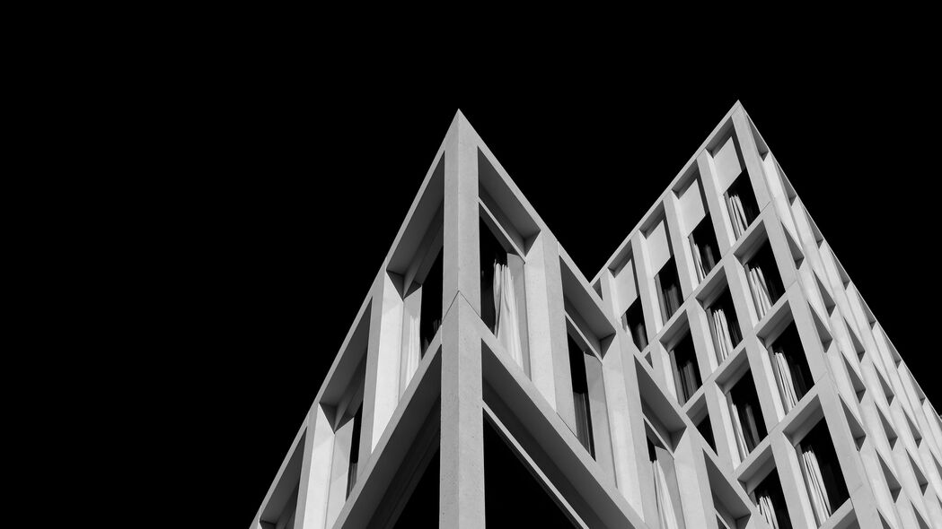 极致黑白建筑立面设计，4K超高清壁纸下载，3840x2160分辨率