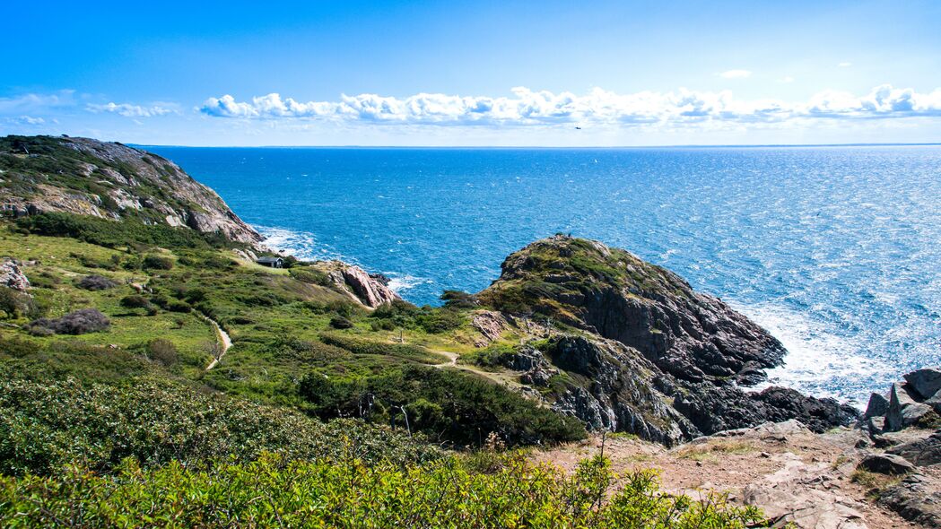 岩石海之韵，绝美地平线灌木云景，4K高清壁纸，3840x2160超清下载