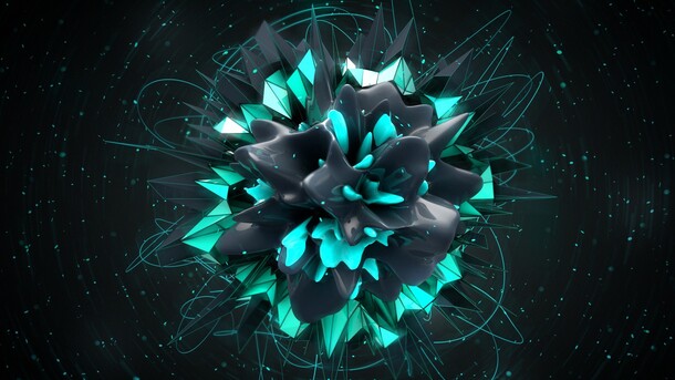 黑青色丝绸花朵梦幻抽象PNG海报，高清透明背景设计素材下载