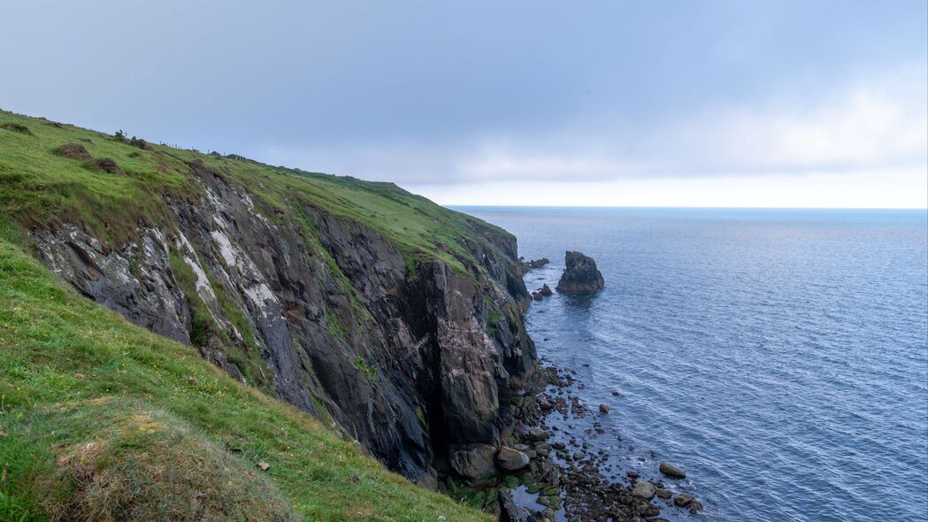 悬崖岩石海景，绝美地平线，4K高清壁纸3840x2160，震撼风景图下载
