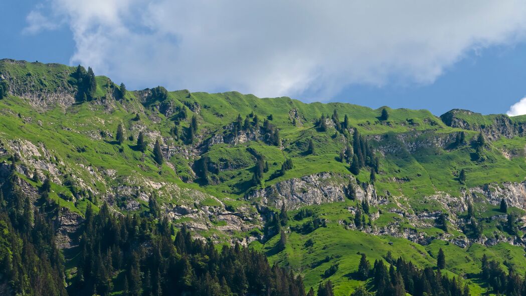 村庄美景4K超高清壁纸，建筑、岩石、树木与广阔天空，3840x2160分辨率，下载即享