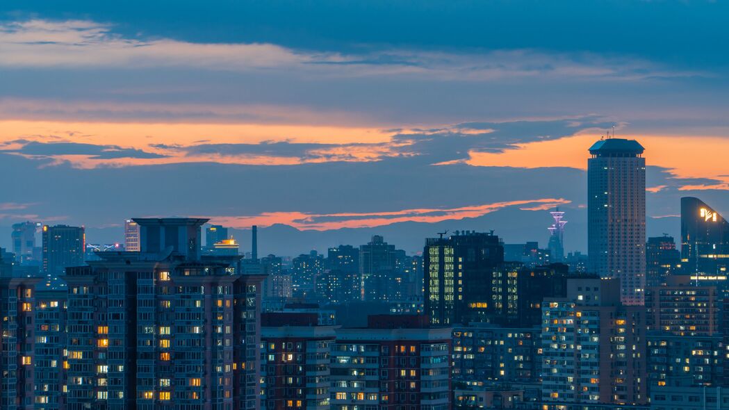 城市摩天建筑夜景，4K超高清3840x2160壁纸下载