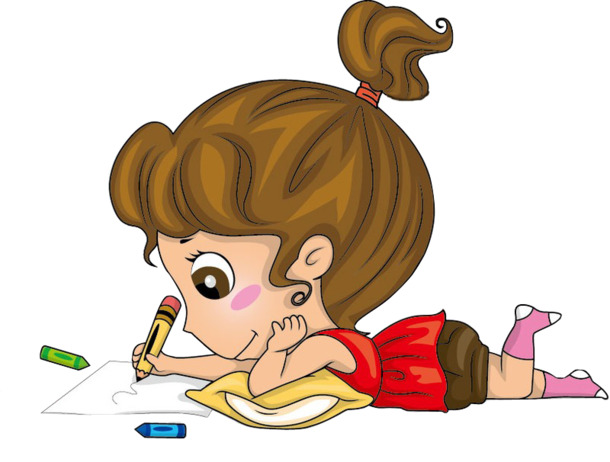 小女孩手绘卡通PNG透明图片，高清绘画素材下载