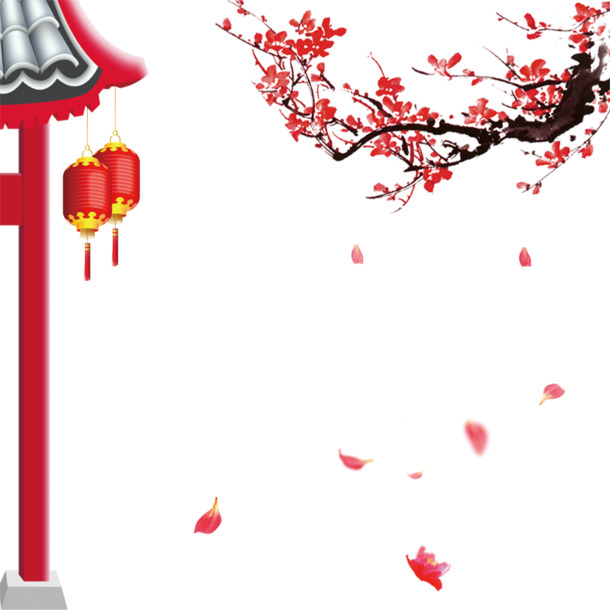 中国风高清PNG透明素材，漂浮花瓣元素，免费下载设计素材