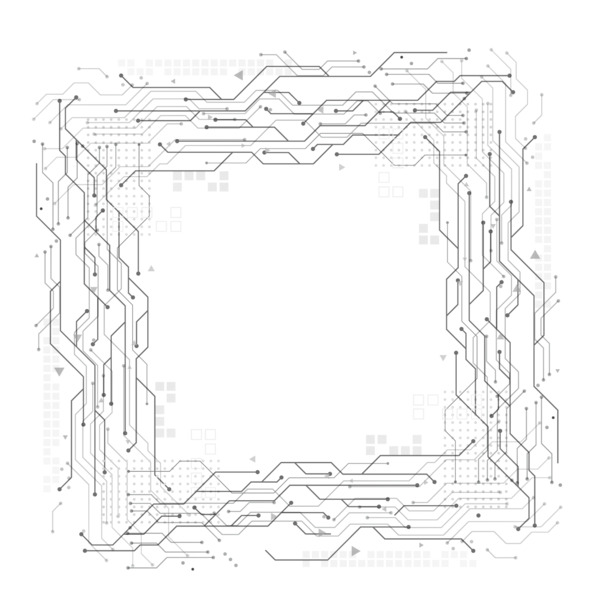 灰色科技线稿元素，高清PNG透明图片，创意装饰边框，AI格式设计素材免费下载