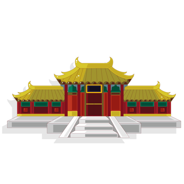 中国风矢量大门亭子建筑PNG透明图，高清AI设计素材下载