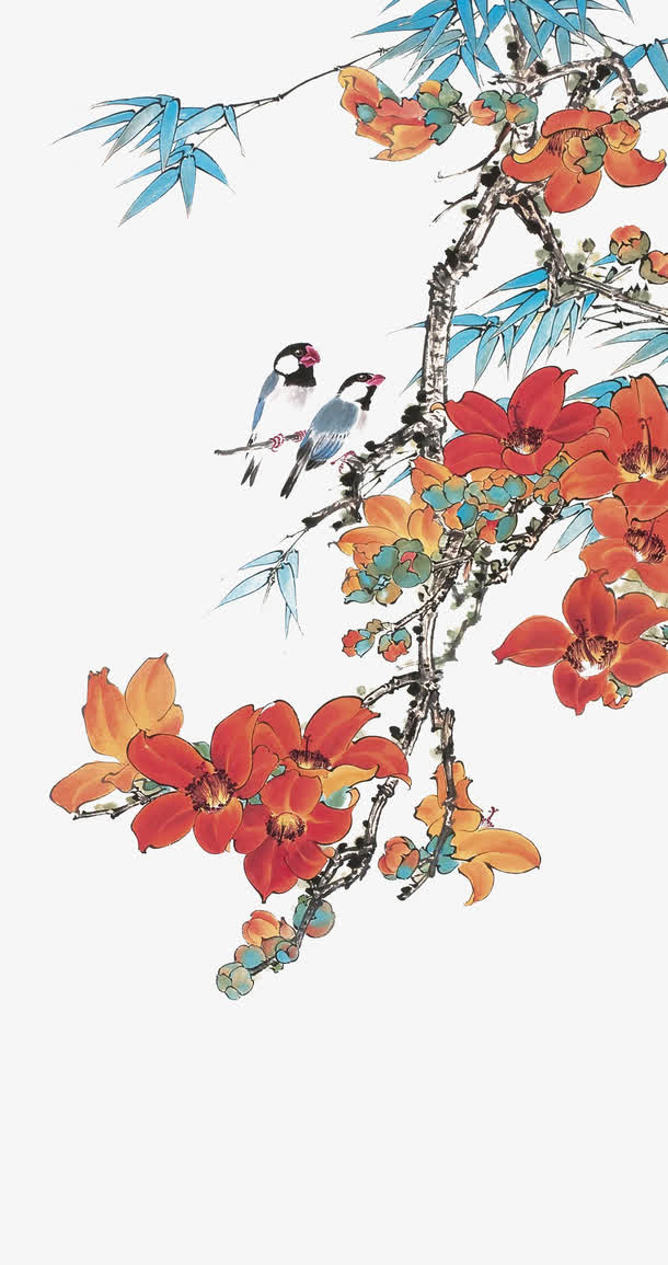 木棉花PNG透明图，高清装饰元素，创意图案设计素材下载