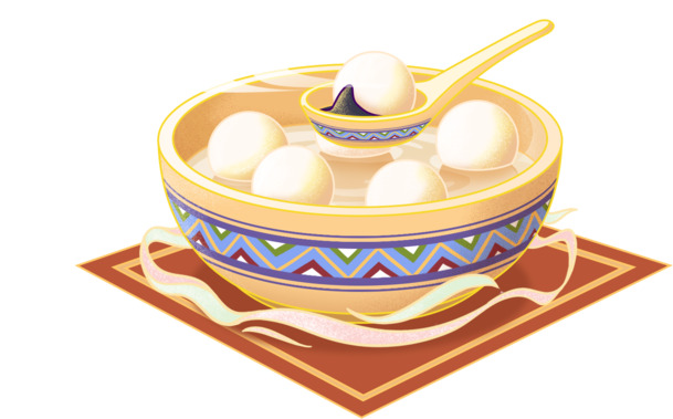 元宵节汤圆美食PNG透明图，高清节日元素，春节元宵图片素材下载