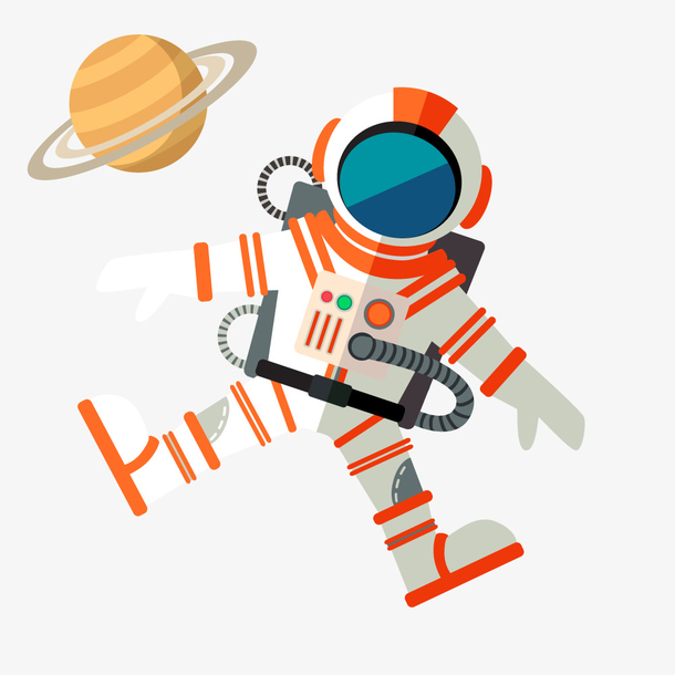 手绘卡通太空宇航员矢量素材，高清PNG透明图，创意卡通元素设计资源下载