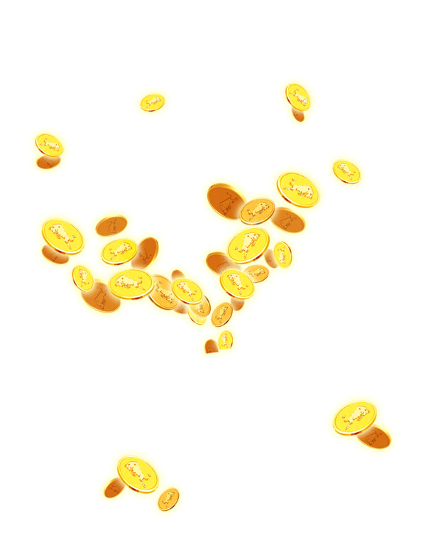 金币PNG透明图，高清漂浮元素素材，一键下载！