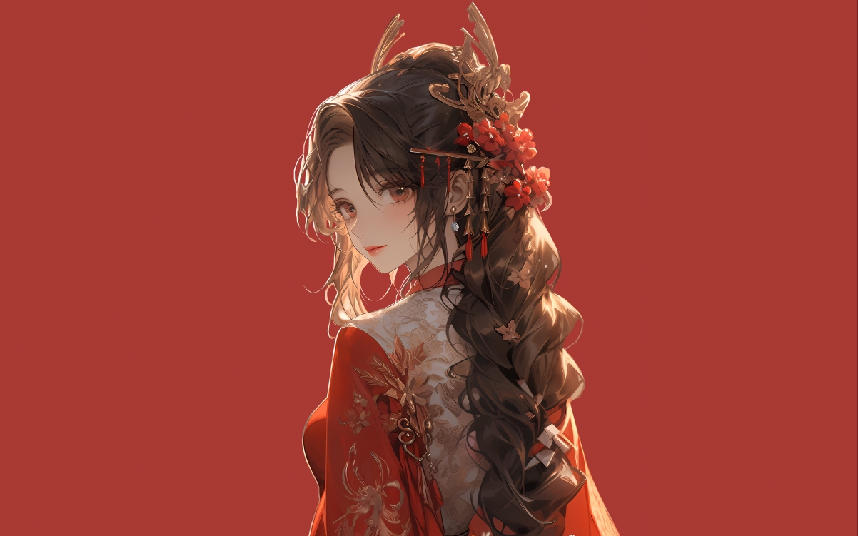 古风新娘绝美4K壁纸，3840x2400超高清，动漫风格精选，一键下载！