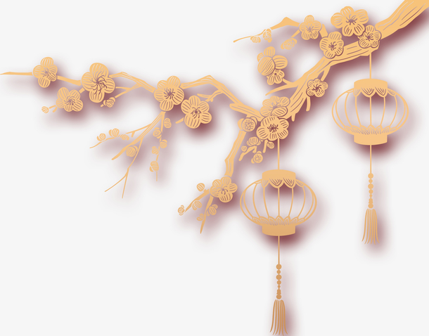 元宵节古风装饰，吉祥植物PNG透明图片，中式高清设计素材下载