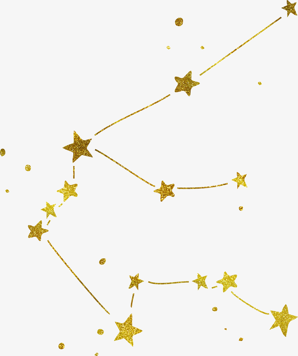 金色星星星座PNG透明图，装饰元素下载，高清设计素材