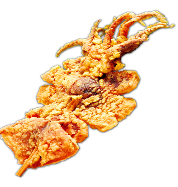 火爆金黄鱿鱼PNG素材，透明高清装饰，生活用品设计必备！