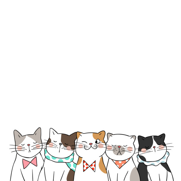手绘卡通猫咪PNG素材，高清透明，AI设计元素，免费下载