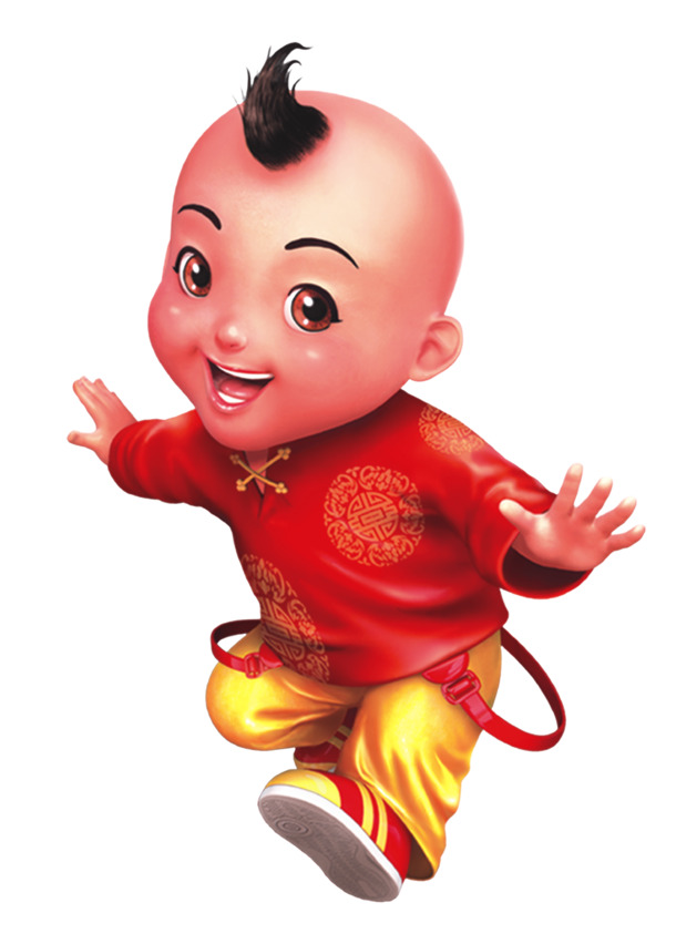 免抠红衣小男孩PNG图片，透明高清，节日素材一站下载，元旦、春节、元宵全包含