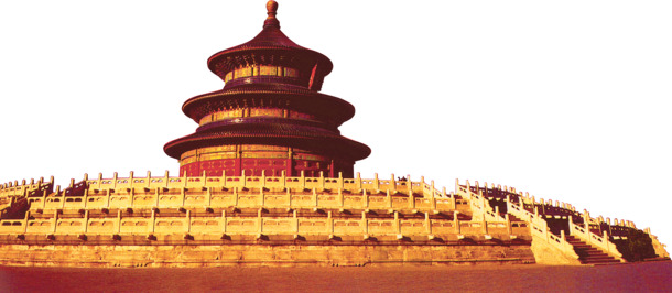 高清金黄楼梯圆建PNG透明图，国庆节日元素设计素材下载