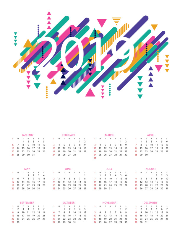 2019矢量彩色PNG透明图片下载，高清免扣元素与AI设计素材集