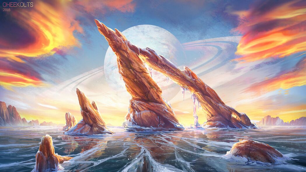 行星岩石幻想冰艺术，绝美4K高清壁纸，3840x2160超清背景图片，一键下载！