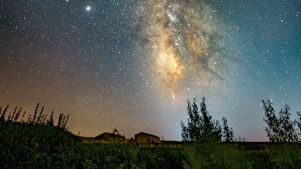 【绝美高清】星空星云建筑夜景4K壁纸，3840x2160超高清下载，点亮你的屏幕！
