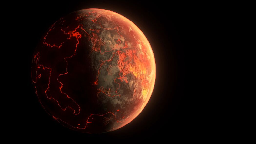 火星裂缝熔岩奇观，4K高清黑色壁纸，3840x2160分辨率免费下载