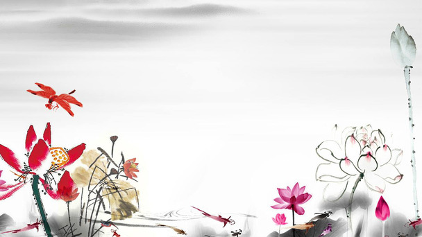 古风荷花PNG透明背景，海报设计素材，高清下载