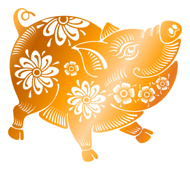2019猪年剪纸猪矢量图，高清PNG透明+手绘卡通元素，PSD设计素材下载