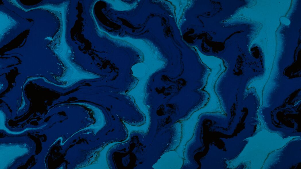 高清蓝色流体艺术，油漆污渍4K壁纸，3840x2160超清背景图片下载
