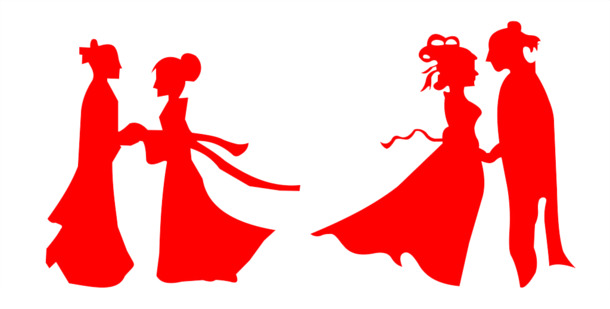 牛郎织女高清PNG透明图，情人节节日元素，设计素材免费下载