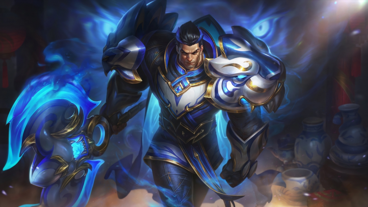 英雄联盟LOL，诺克萨斯之手德莱厄斯青花瓷主题8K超高清壁纸下载