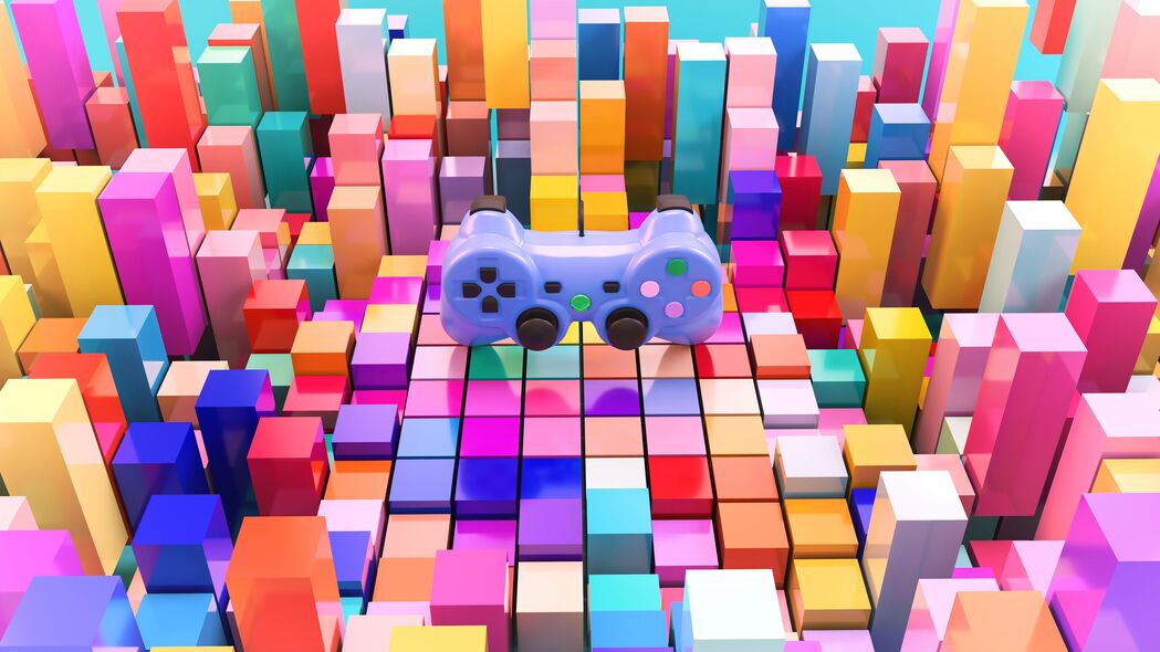 4K游戏设备壁纸，多彩立方体3D背景，高清下载