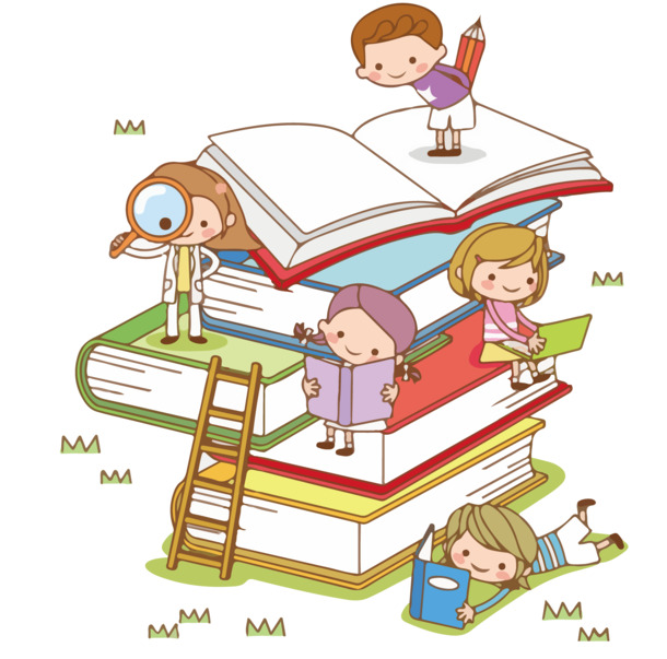 卡通小孩图案，学生知识阶梯学习培训素材，高清PNG透明图，手绘卡通元素，AI设计资源下载